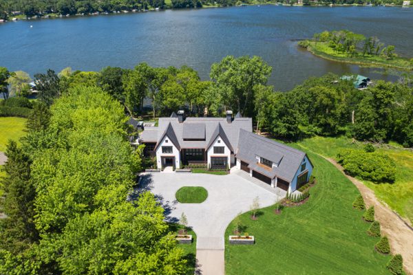 gorgeous residential property beside Minnesota lake, residential real estate drone photography